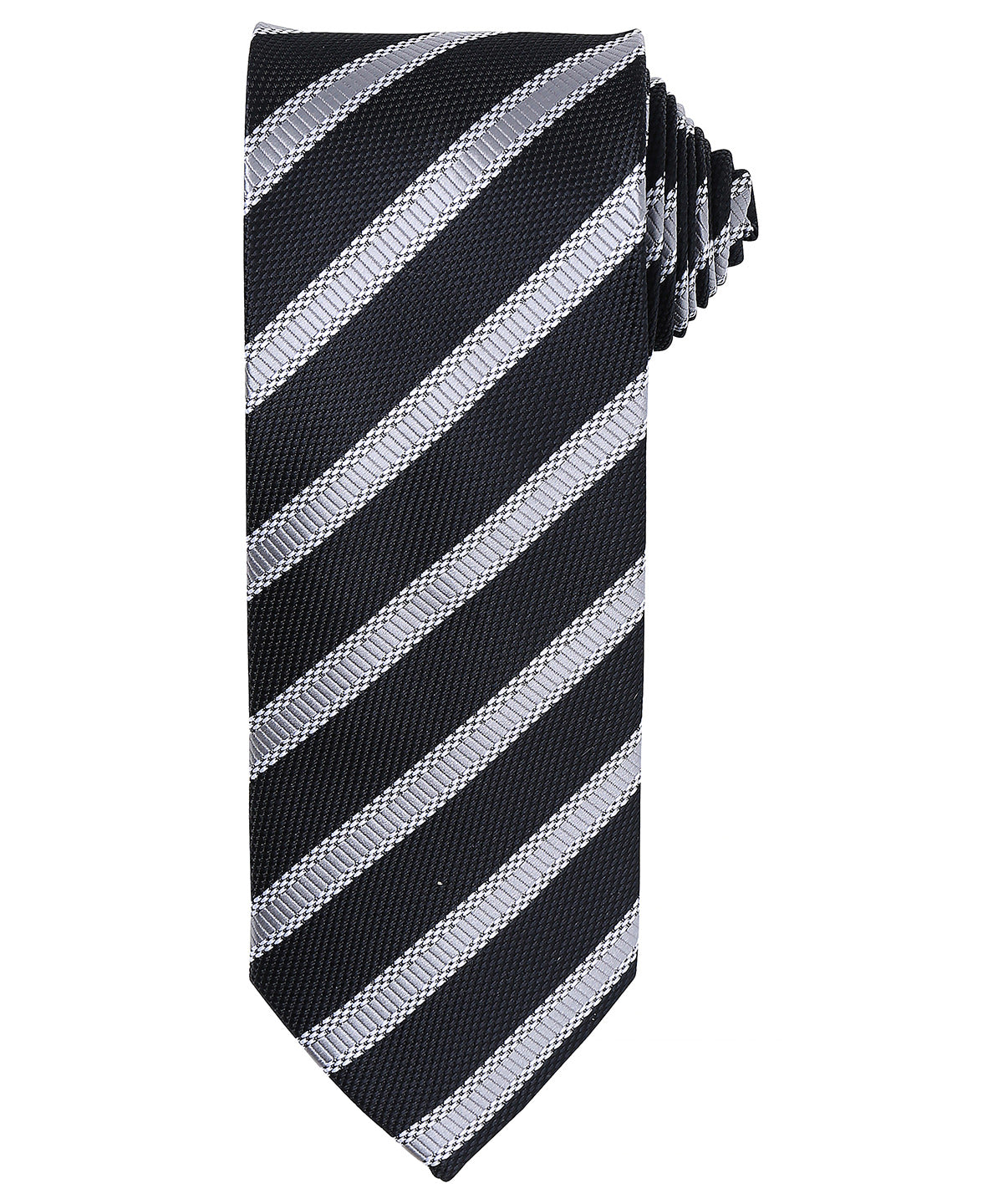 Premier PR783 Waffle stripe tie in Black/Dark Grey