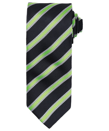 Premier PR783 Waffle stripe tie in Black/Lime