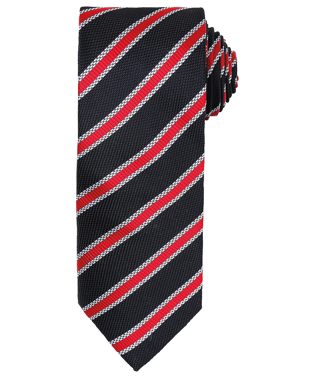 Premier PR783 Waffle stripe tie in Black/Red