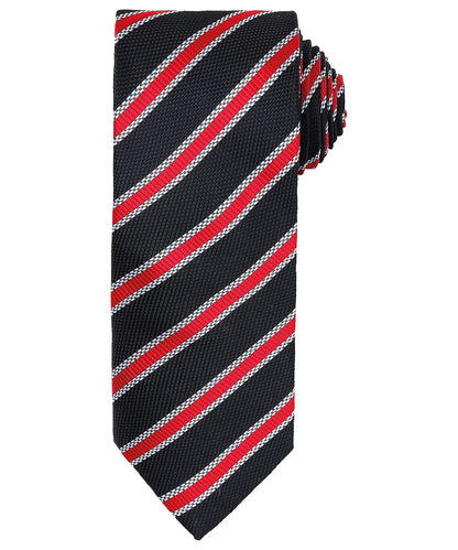 Premier PR783 Waffle stripe tie in Black/Red