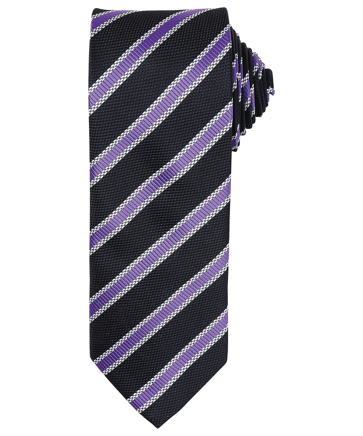 Premier PR783 Waffle stripe tie in Black/Rich Violet