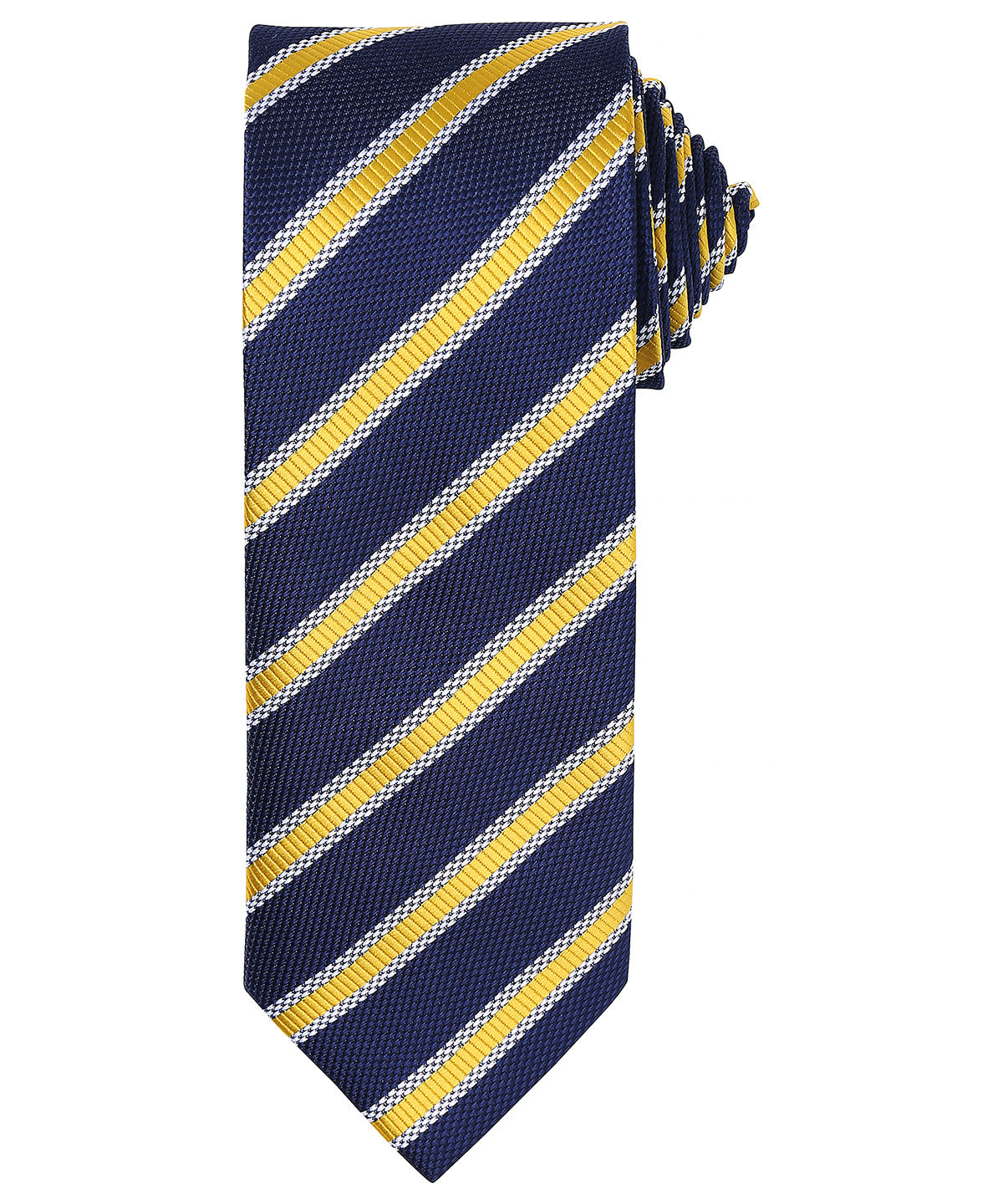 Premier PR783 Waffle stripe tie in Navy/Gold