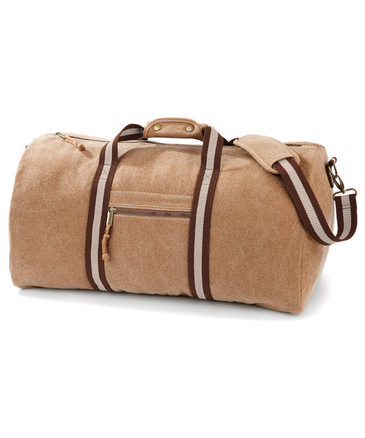 Quadra QD613 Vintage canvas holdall in Sahara