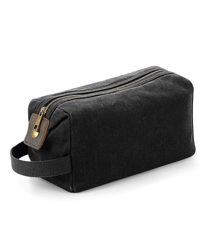 Quadra QD651 Heritage waxed canvas wash bag in Black