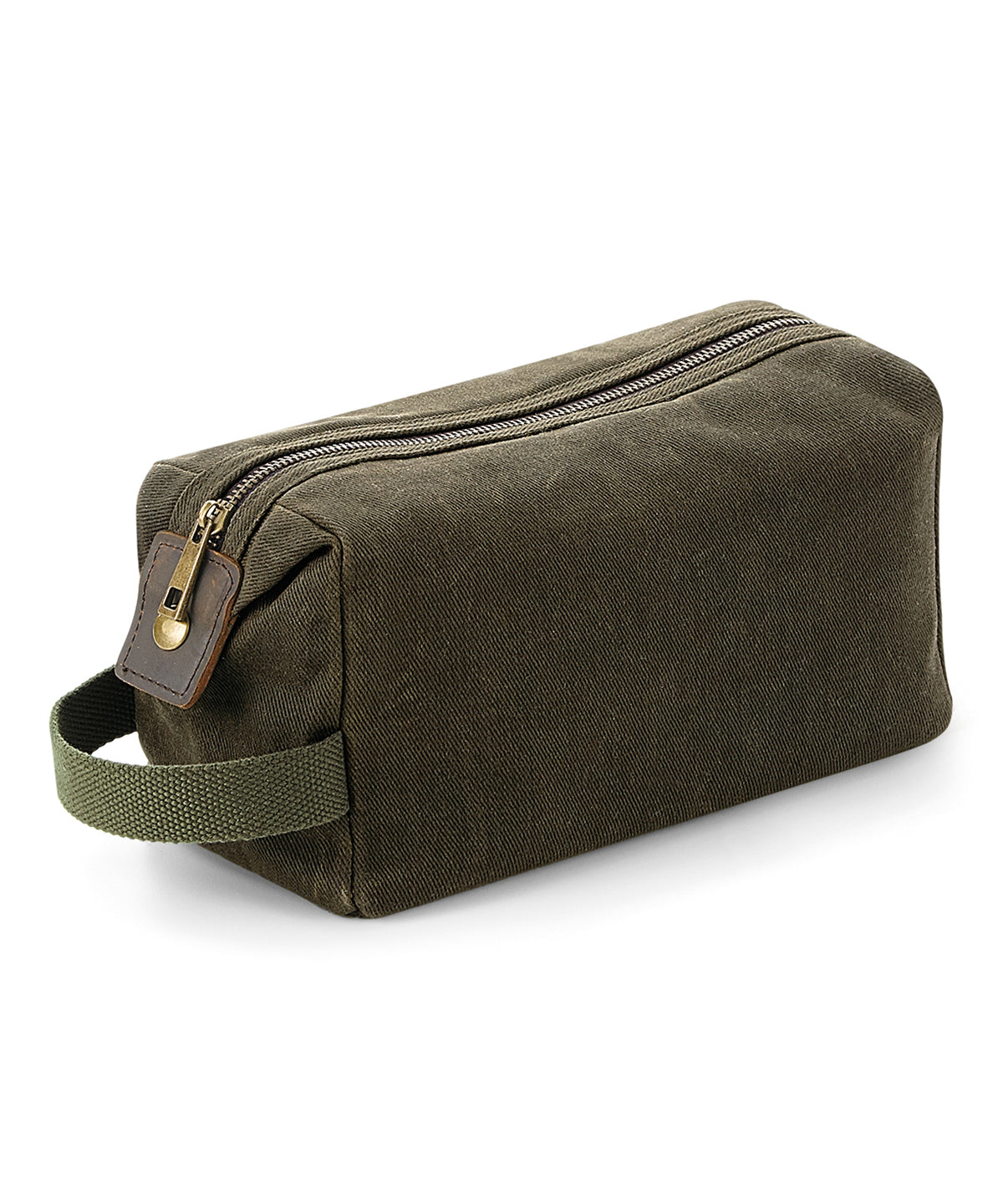 Quadra QD651 Heritage waxed canvas wash bag in Olive Green