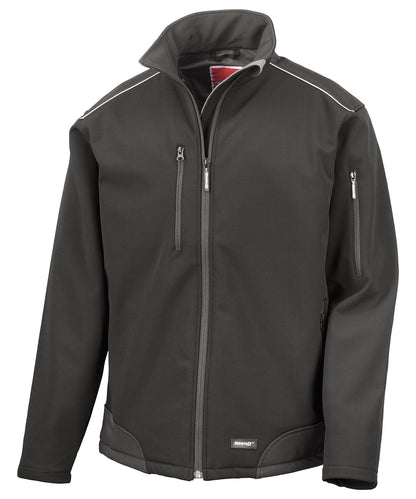 Result Workguard R124A Ripstop softshell workwear jacket in Black/Black