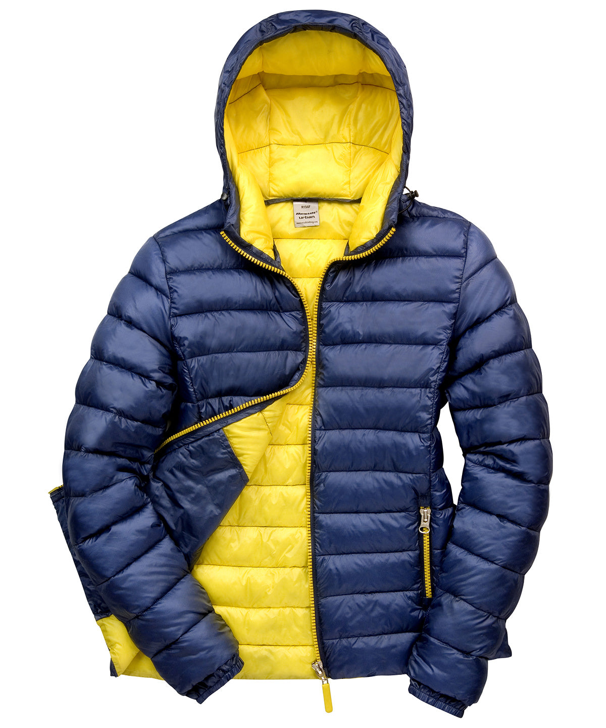 Result Urban Outdoor R194F Women's Urban snow bird hooded jacket in Navy/Yellow