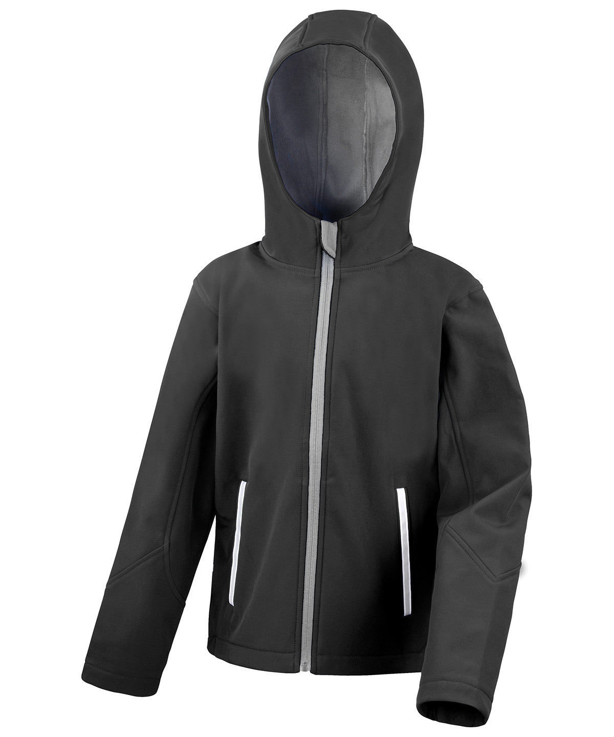 Result Core R224J Core junior TX performance hooded softshell jacket in Black/Grey