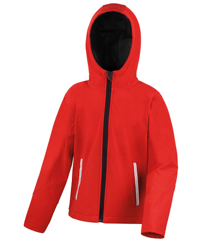 Result Core R224J Core junior TX performance hooded softshell jacket in Red/Black