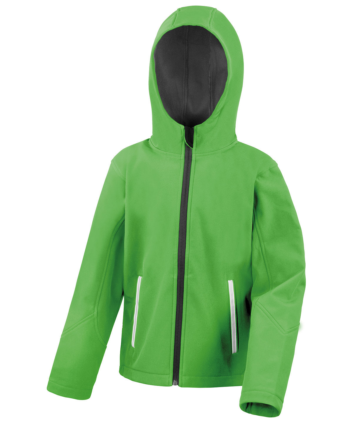 Result Core R224J Core junior TX performance hooded softshell jacket in Vivid Green/Black