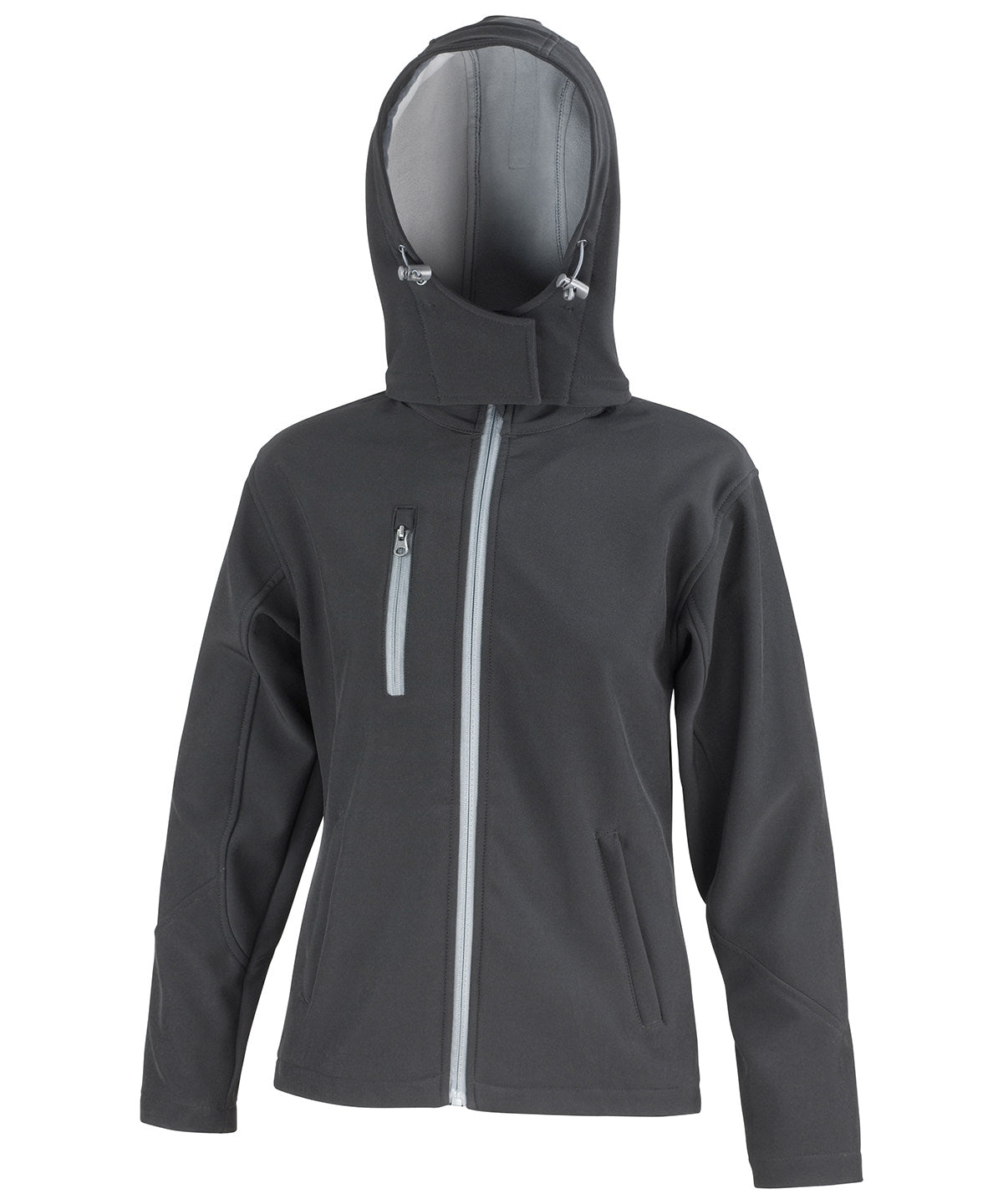 Result Core R230F Women's Core TX performance hooded softshell jacket in Black/Grey