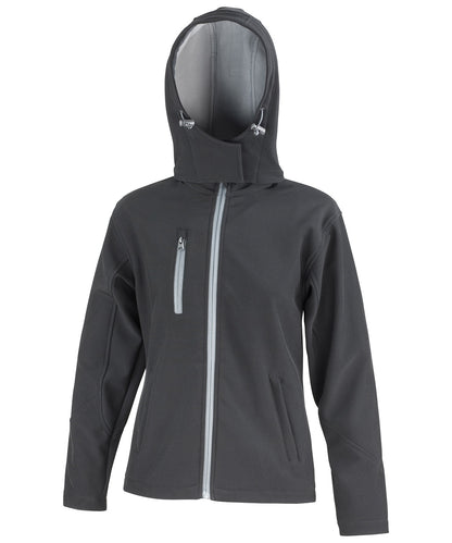 Result Core R230F Women's Core TX performance hooded softshell jacket in Black/Grey
