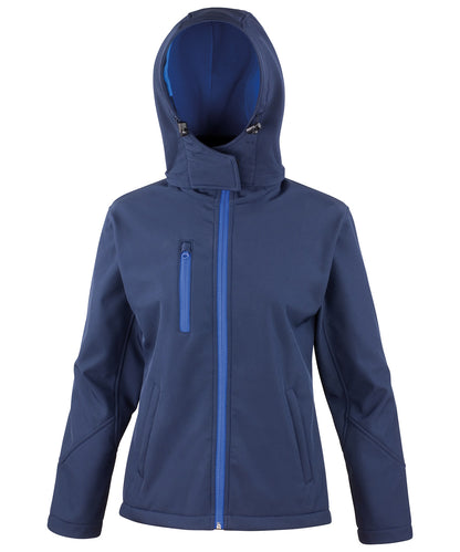 Result Core R230F Women's Core TX performance hooded softshell jacket in Navy/Royal