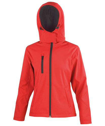 Result Core R230F Women's Core TX performance hooded softshell jacket in Red/Black