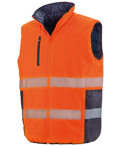 Result Safeguard R332X Reversible soft padded gilet in Fluorescent Orange/Navy