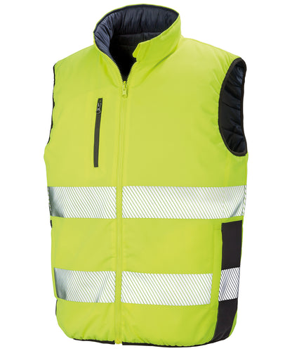 Result Safeguard R332X Reversible soft padded gilet in Fluorescent Yellow/Navy