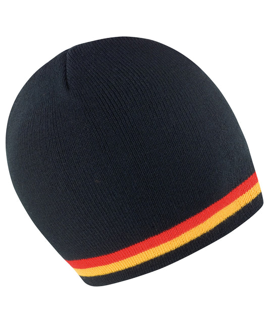 Result Winter Essentials R368X National beanie in Black/Red/Gold