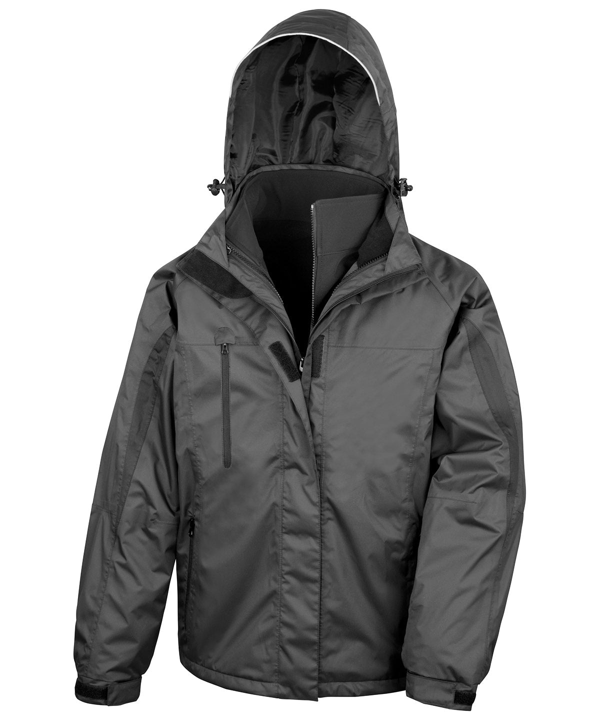 Result R400M 3-in-1 journey jacket with softshell inner in Black/Black