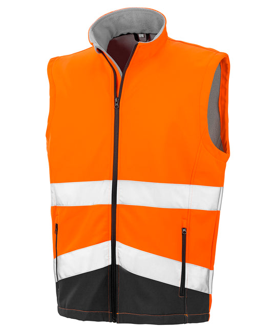 Result Safeguard R451X Printable safety softshell gilet in Fluorescent Orange/Black
