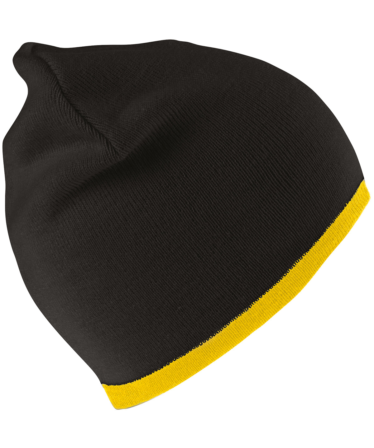 Result Winter Essentials RC046 Reversible fashion fit hat in Black/Yellow