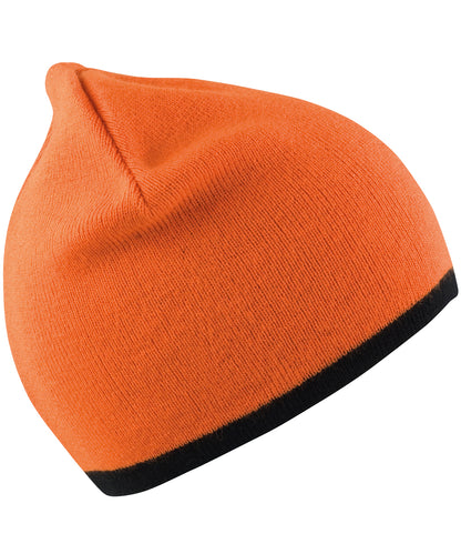 Result Winter Essentials RC046 Reversible fashion fit hat in Bright Orange/Black