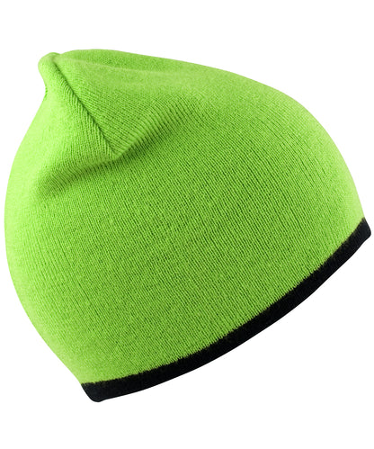 Result Winter Essentials RC046 Reversible fashion fit hat in Lime/Black