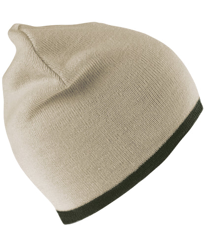 Result Winter Essentials RC046 Reversible fashion fit hat in Stone/Olive