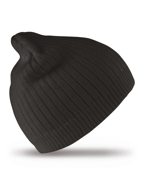 Result Winter Essentials RC074 Cotton knitted beanie hat in Black