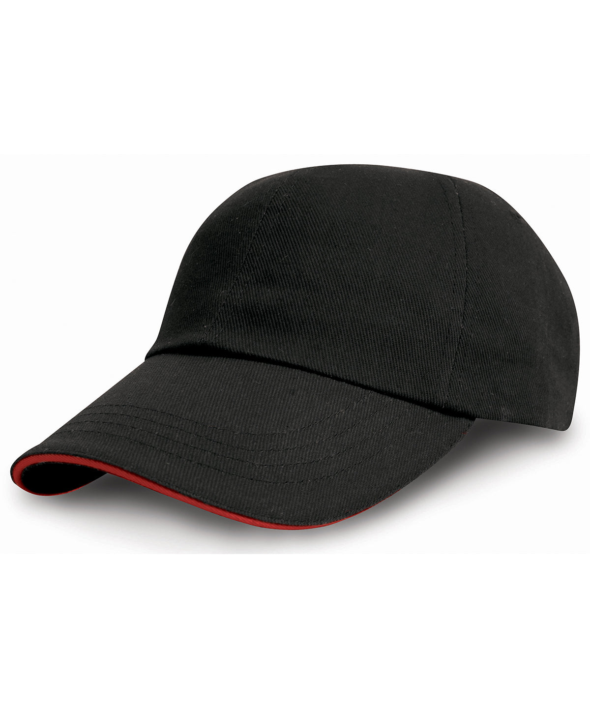 Result Headwear RC10P Heavy cotton drill pro-style with sandwich peak in Black/Red