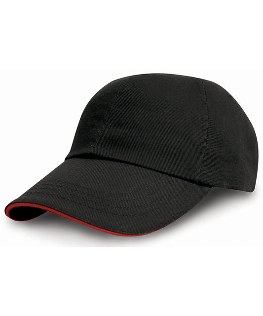 Result Headwear RC10P Heavy cotton drill pro-style with sandwich peak in Black/Red