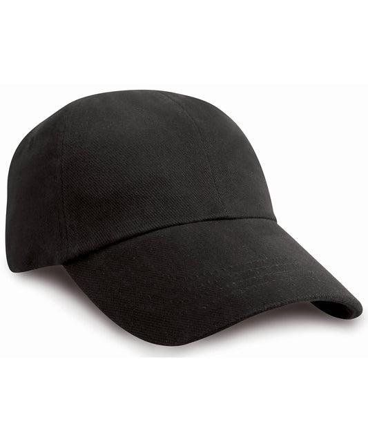 Result Headwear RC24J Junior low-profile heavy brushed cotton cap in Black