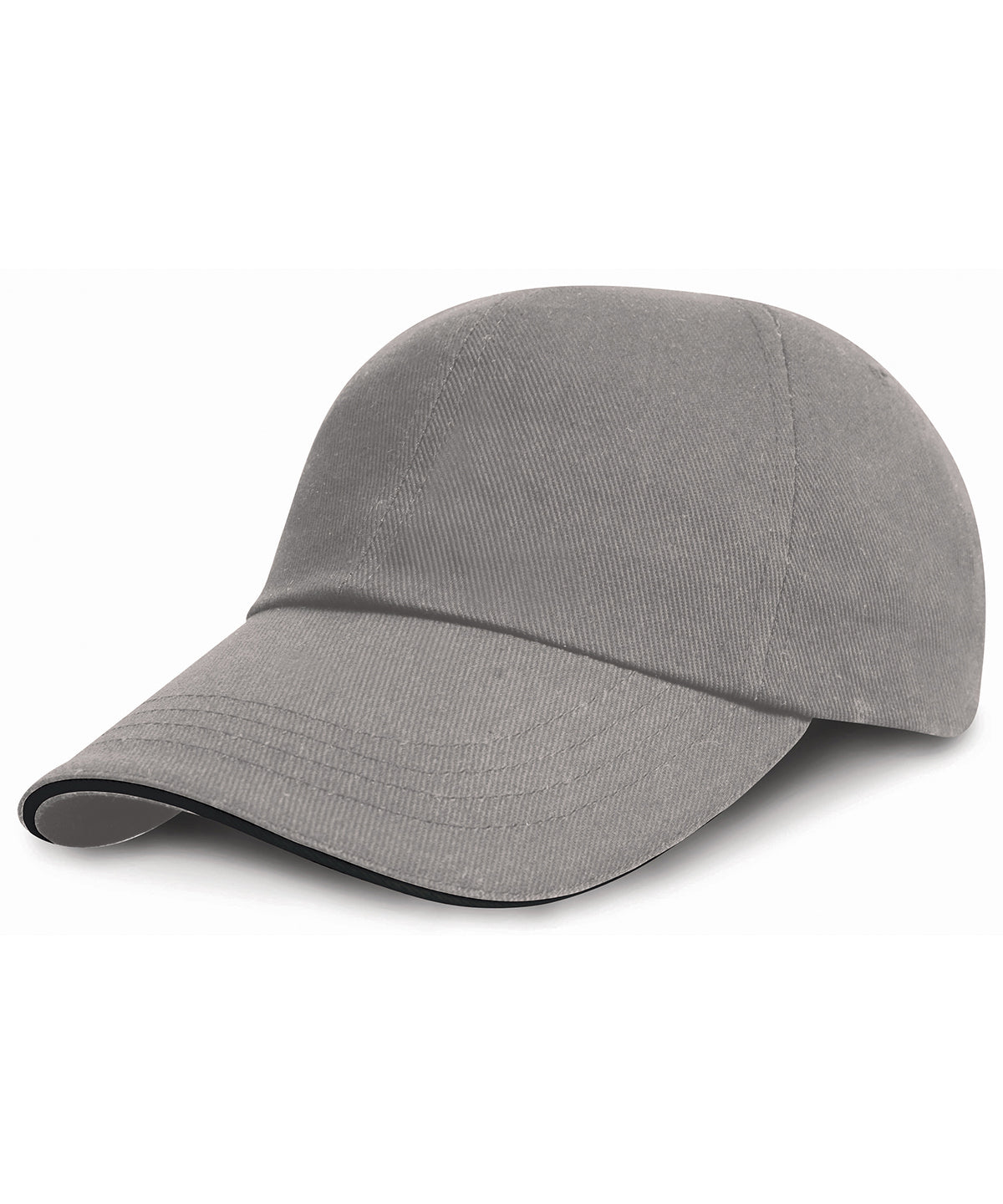 Result Headwear RC24P Low-profile heavy brushed cotton cap with sandwich peak in Grey/Black