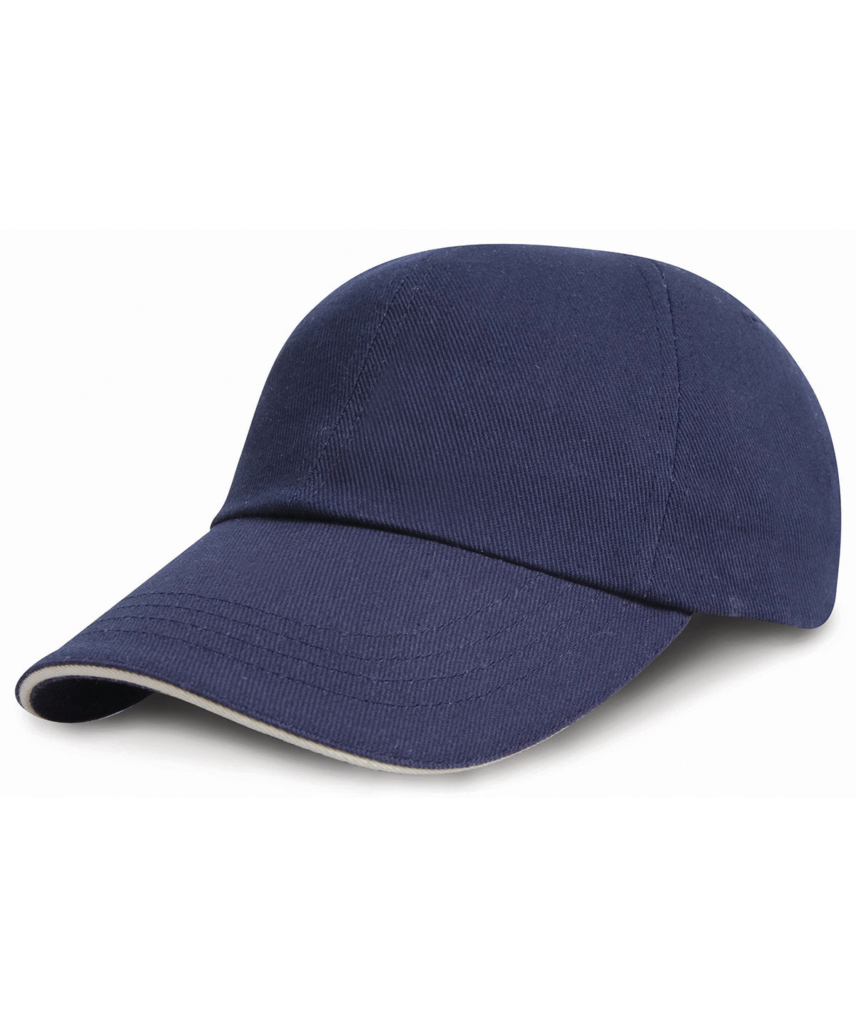 Result Headwear RC24P Low-profile heavy brushed cotton cap with sandwich peak in Navy/White