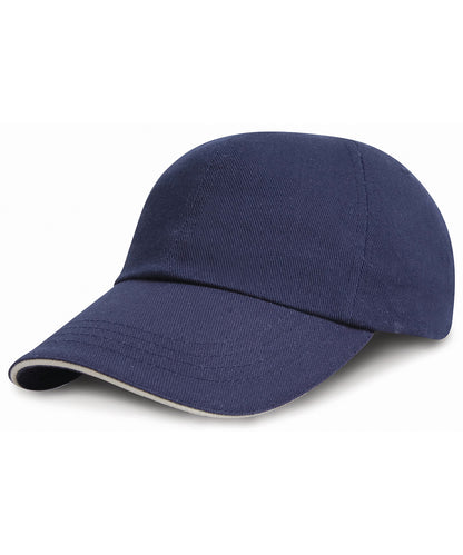 Result Headwear RC24P Low-profile heavy brushed cotton cap with sandwich peak in Navy/White