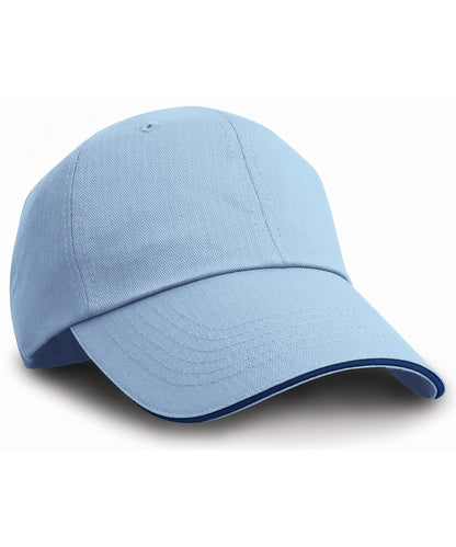 Result Headwear RC38X Herringbone cap with sandwich peak in Sky/Navy