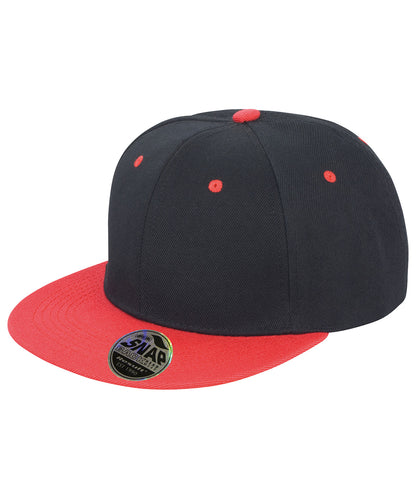 Result Headwear RC82X Bronx original flat peak snapback dual colour cap in Black/Red