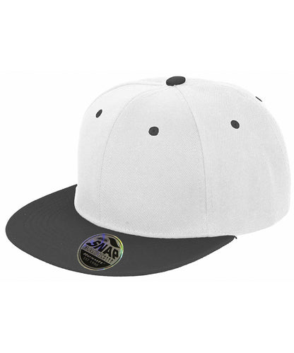 Result Headwear RC82X Bronx original flat peak snapback dual colour cap in White/Black