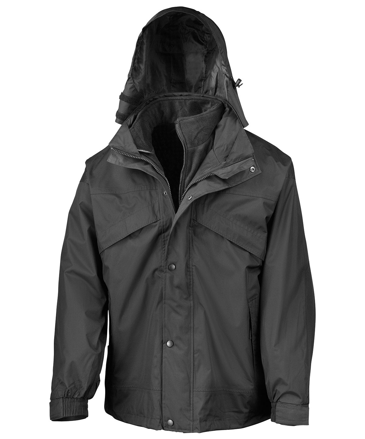 Result RE68A 3-in-1 zip and clip jacket in Black/Black*