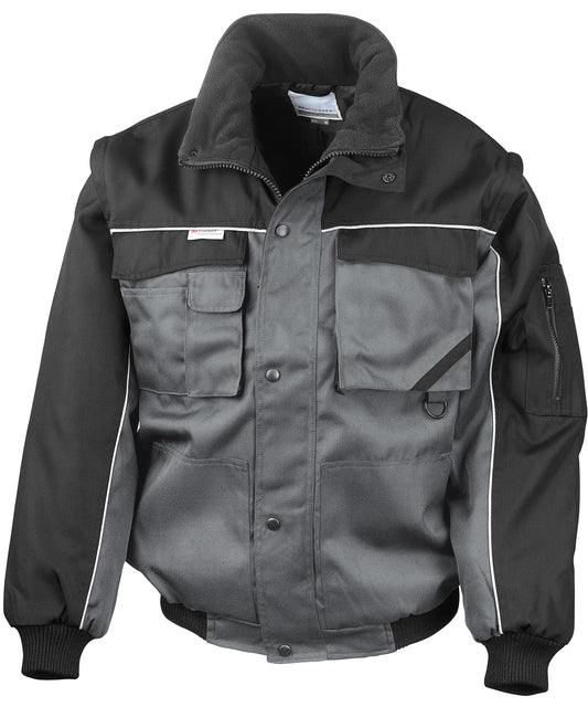 Result Workguard RE71A Work-Guard zip sleeve heavy-duty pilot jacket in Grey/Black