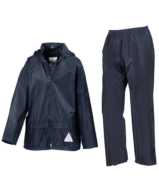Result RE95J Junior waterproof jacket and trouser set in Navy