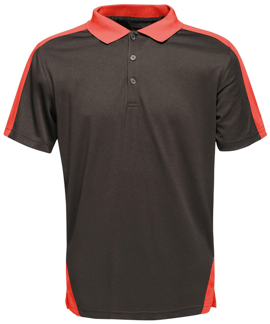 Regatta Professional RG663 Contrast wicking polo in Black/Classic Red