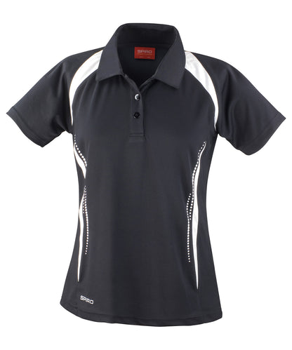 Spiro S177F Women's Spiro team spirit polo in Black/White