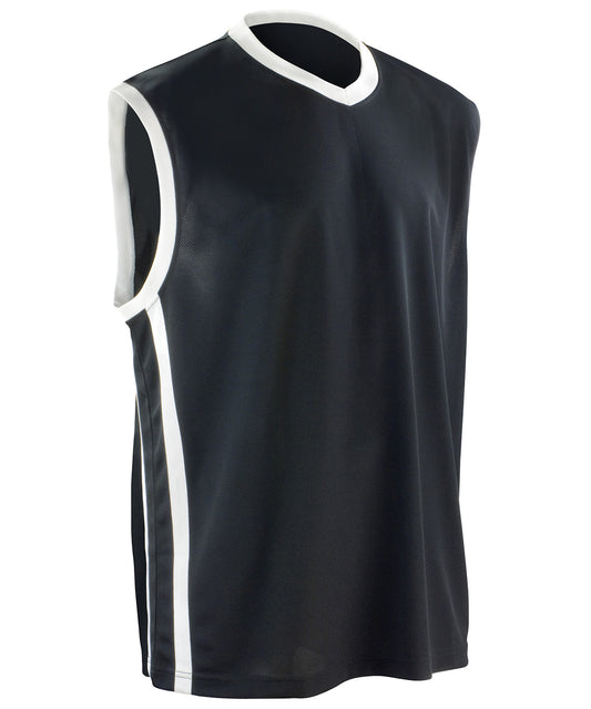 Spiro S278M Basketball quick-dry top in Black/White