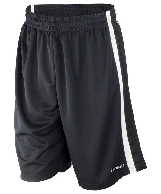 Spiro S279M Basketball quick-dry shorts in Black/White
