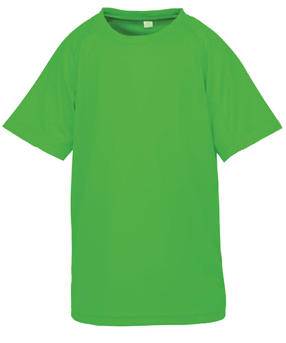 Spiro S287J Junior performance aircool tee in Flo Green