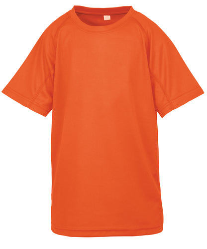 Spiro S287J Junior performance aircool tee in Flo Orange