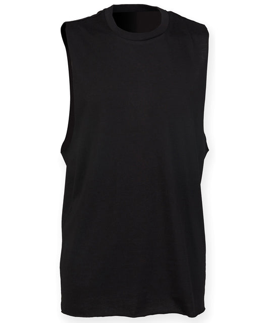 SF SF232 High neck slash armhole vest in Black