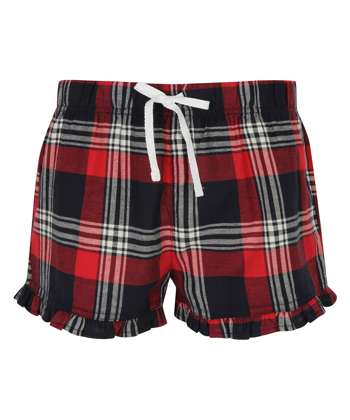 SF SK082 Women's tartan frill shorts in Red/Navy Check