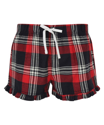 SF SK082 Women's tartan frill shorts in Red/Navy Check