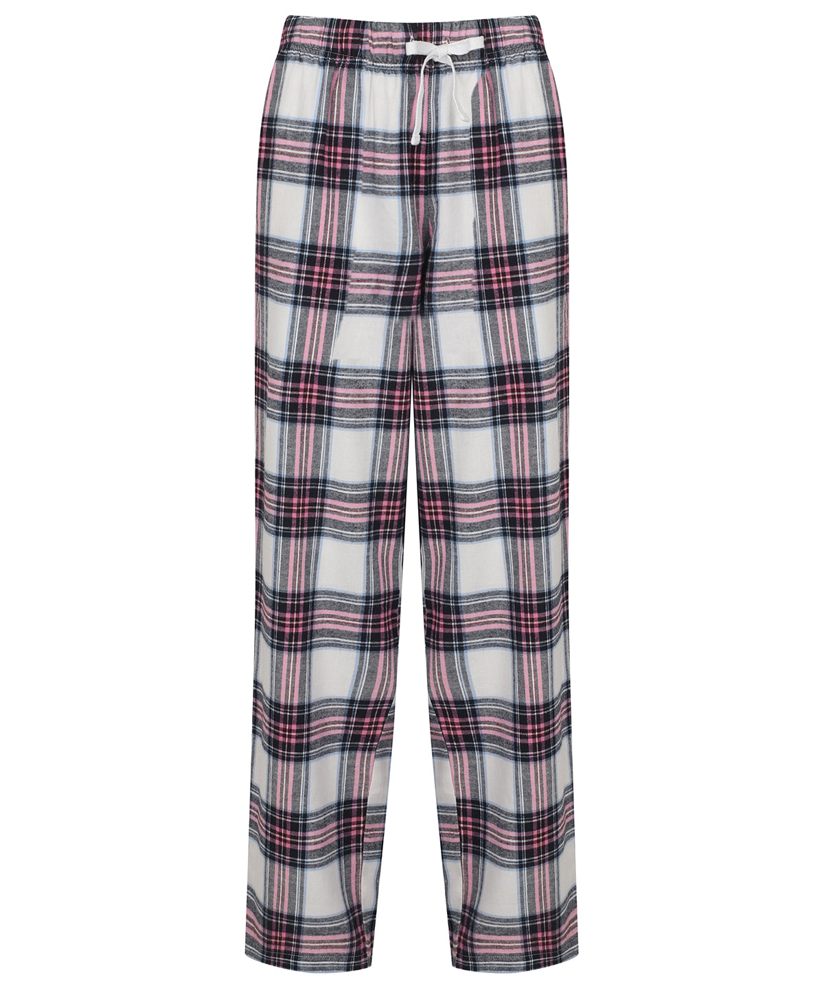 SF SK083 Women's tartan lounge pants in White/Pink Check
